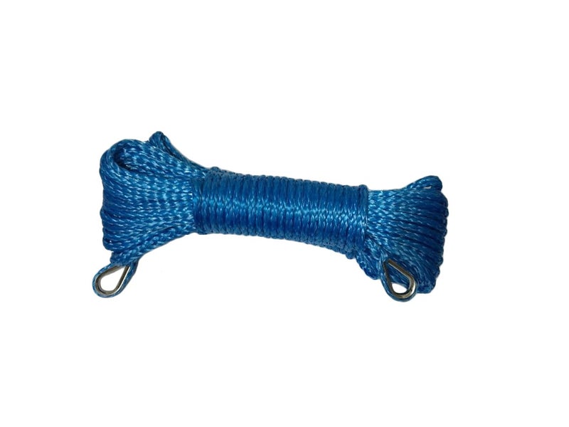QIQU 1/4""*50ft Winch Rope Extension,Synthetic Winch Rope,Winch Cable,ATV Winch Line with Thimbles(Blue) - Image 1
